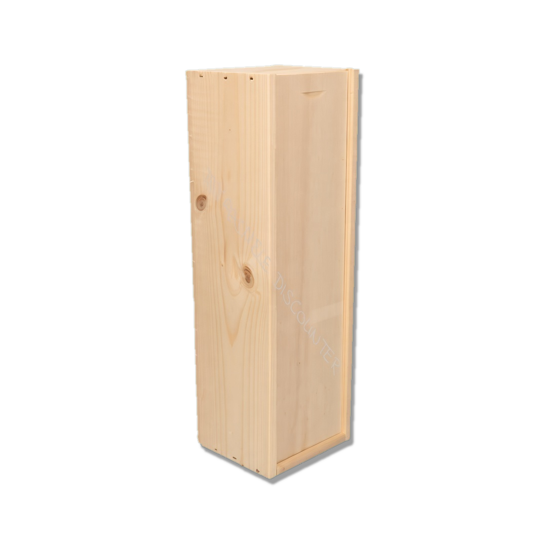 Houten Wijnkist voor 1 Wijnfles 340x95x95mm met Schuifdeksel